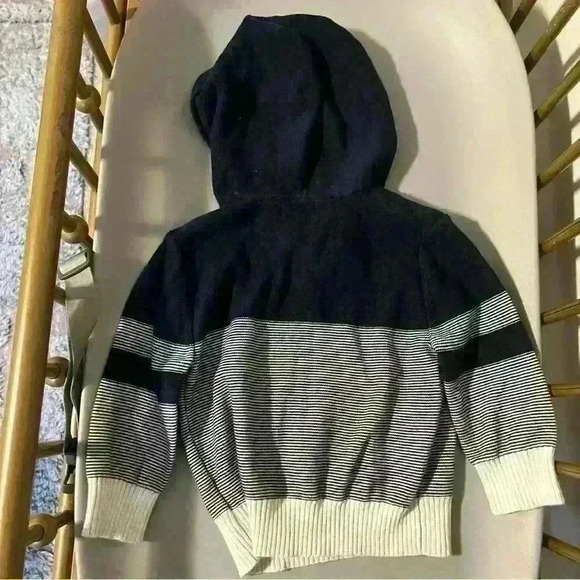 Cat & jack 18 month sweater hoodie navy striped button up - Picture 3 of 3